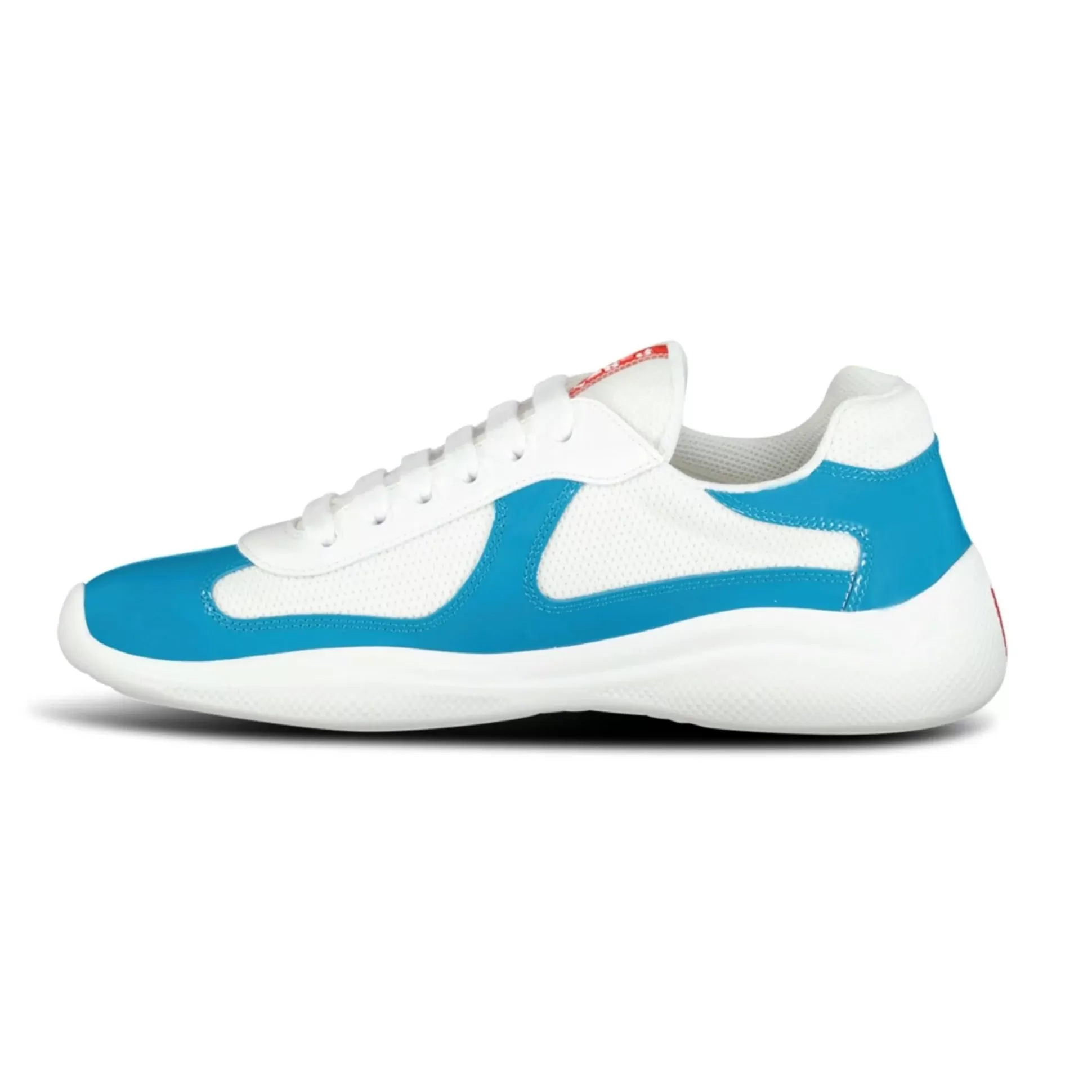 PRADA AMERICAS CUP MESH TRAINERS PATENT BLUE