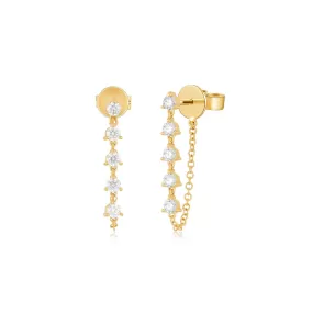 Prong Set Diamond Chain Stud Earring