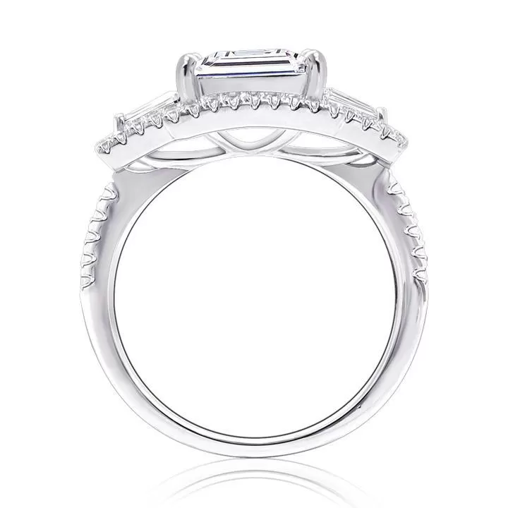 Radiant Cut Halo Sterling Silver Engagement Ring