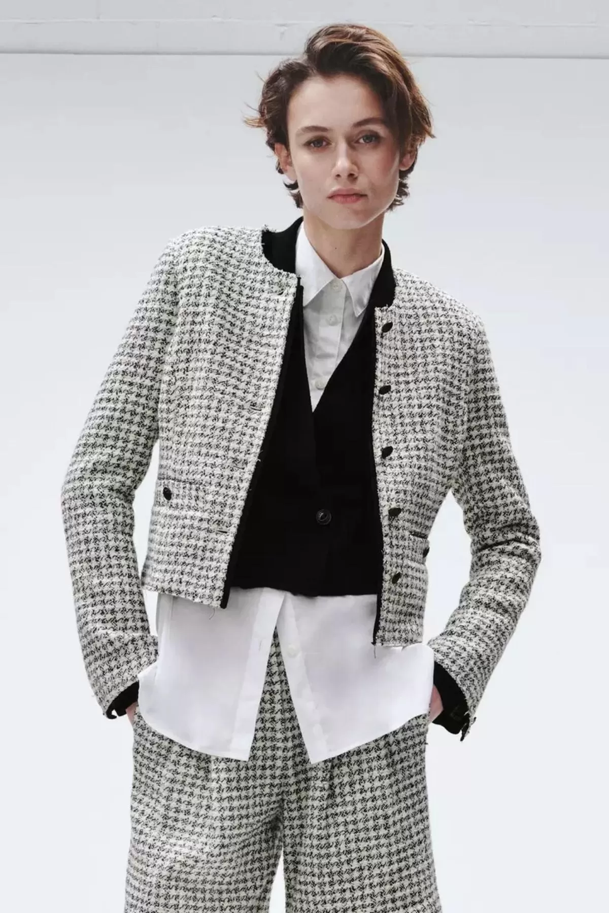 Rag & Bone Carmen Tweed Jacket - Black/ White