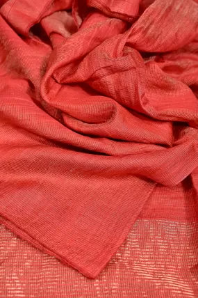 Red  Color Pure Metalic Matka Tissue Silk Saree