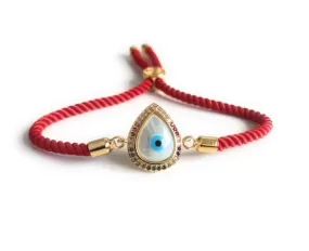 Red String Drop Evil Eye Bracelet