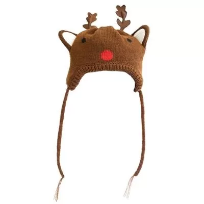 Reindeer Wool Beanie Dog Hat