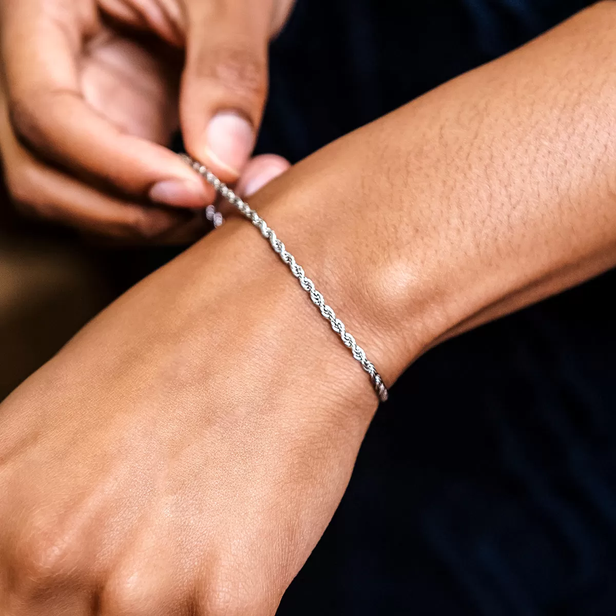 Rope Bracelet in White Gold- 2mm