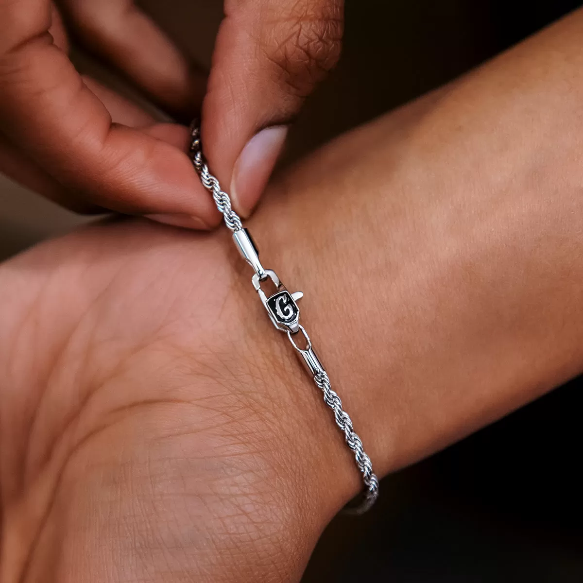 Rope Bracelet in White Gold- 2mm