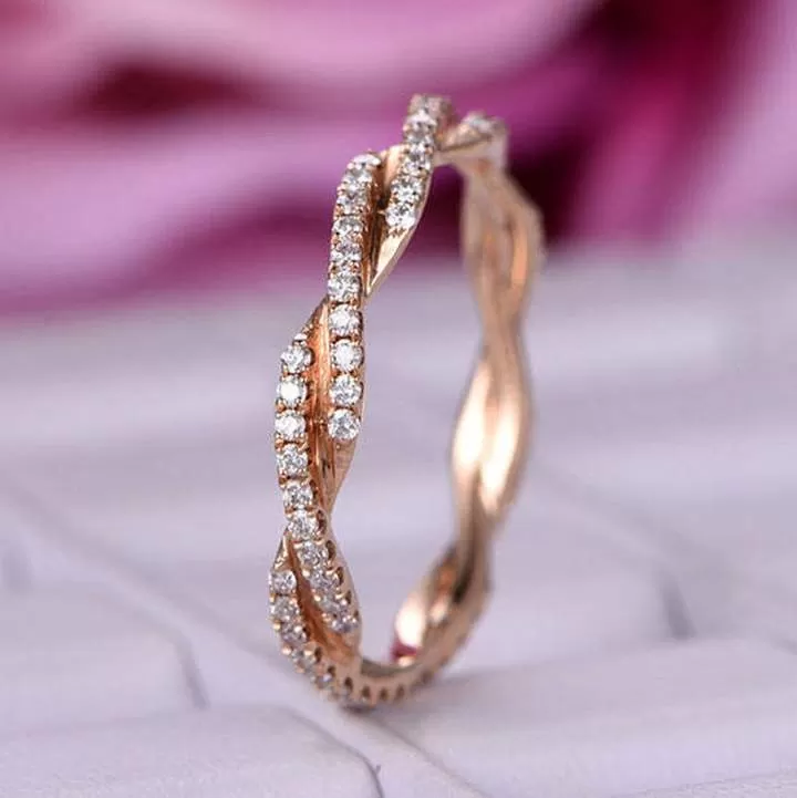 Rose Golden Twist Interweave Stackable Ring