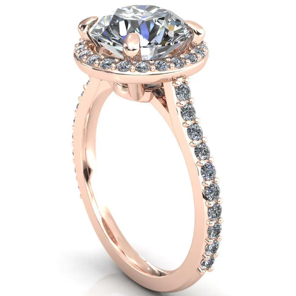 Saira Round Lab-Grown Diamond Center Stone 4 Prong Halo Engagement Ring