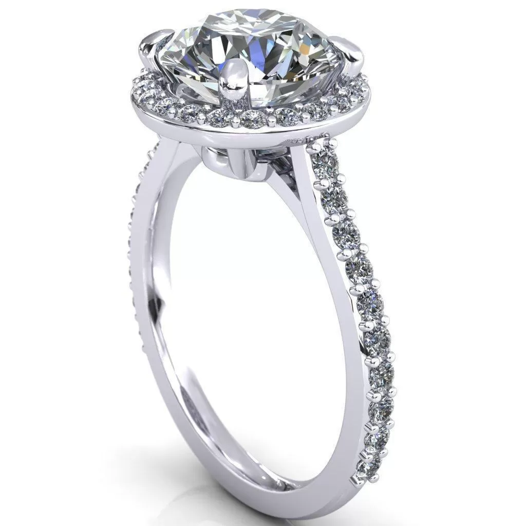 Saira Round Lab-Grown Diamond Center Stone 4 Prong Halo Engagement Ring