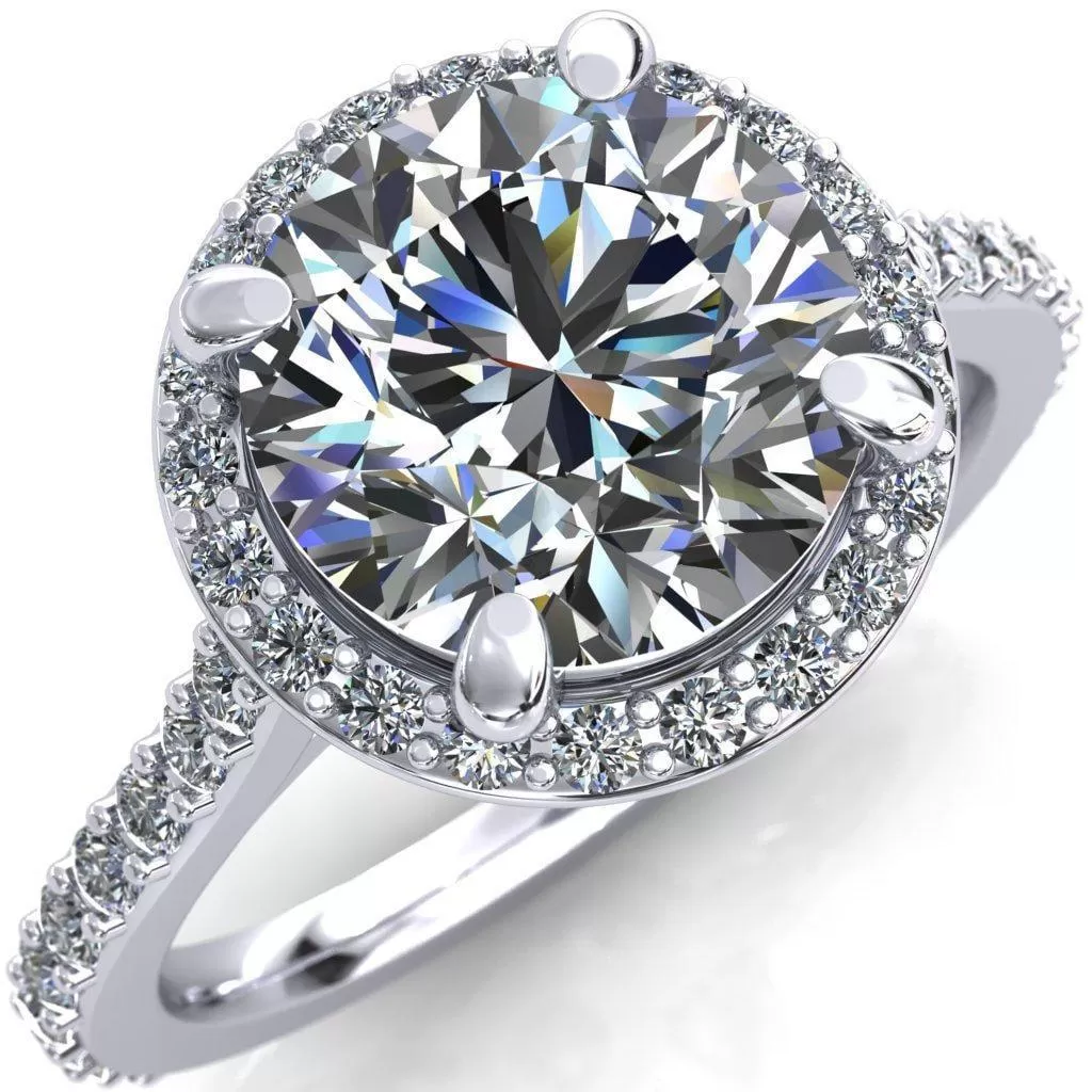 Saira Round Lab-Grown Diamond Center Stone 4 Prong Halo Engagement Ring