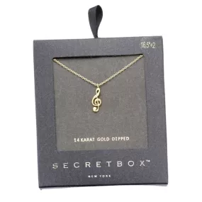 Secret Box 14K Gold Dipped Metal The Treble Clef Necklace