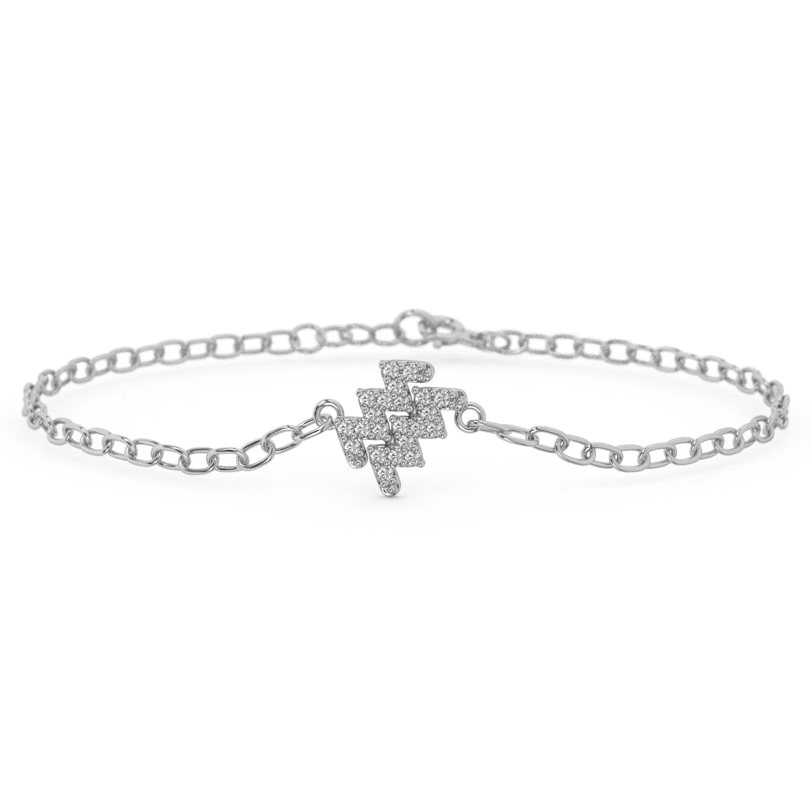 Silver Aquarius Pave Zodiac Bracelet