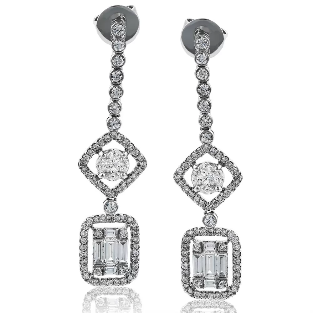 Simon G. Diamond Baguette Dangle Drop Earrings LP4297