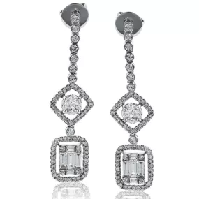 Simon G. Diamond Baguette Dangle Drop Earrings LP4297