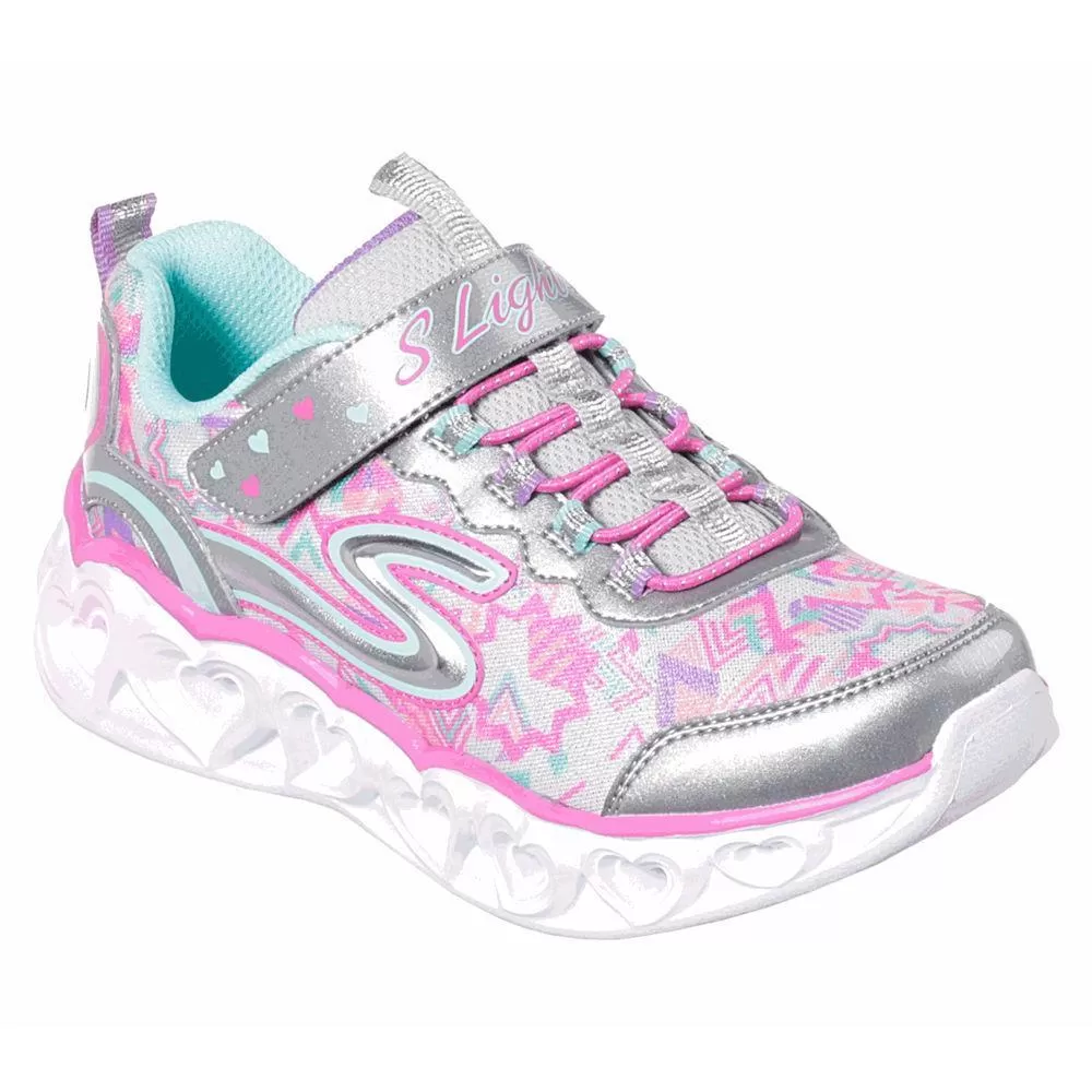 Skechers Girl's S Lights: Heart Lights Silver