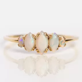 Solid Gold Essential Marquise Cluster Ring in Opal