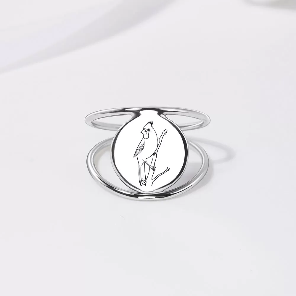 Sterling Silver Red Cardinal Bird Ring Our Love Never Dies Gifts for Women Mom