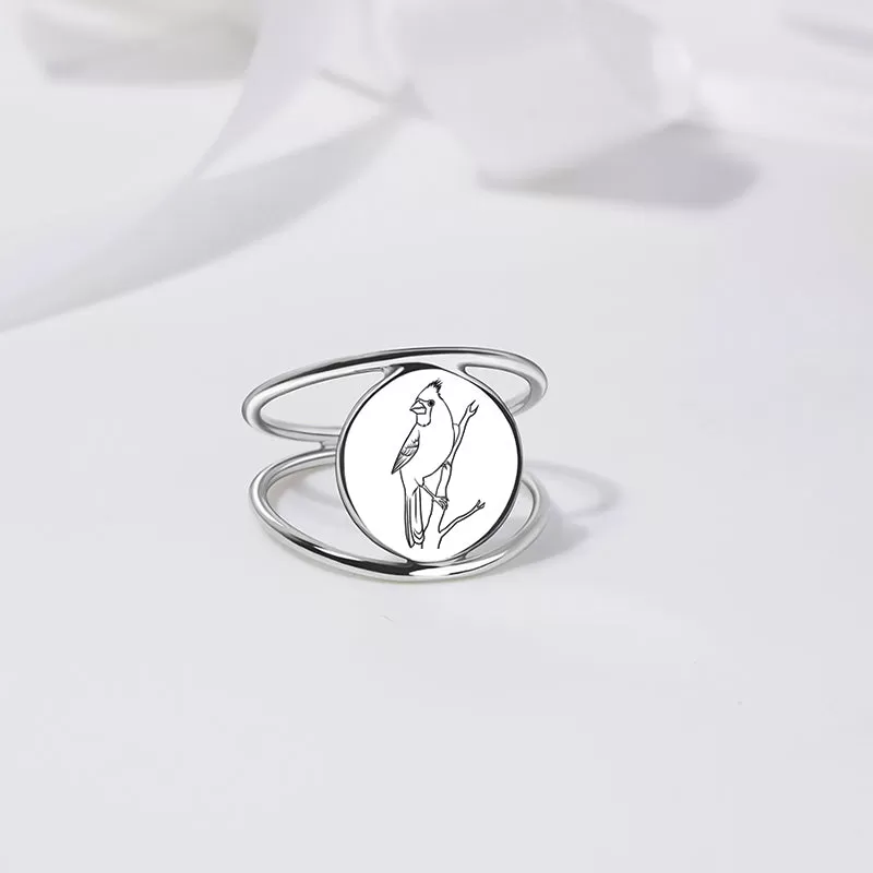 Sterling Silver Red Cardinal Bird Ring Our Love Never Dies Gifts for Women Mom