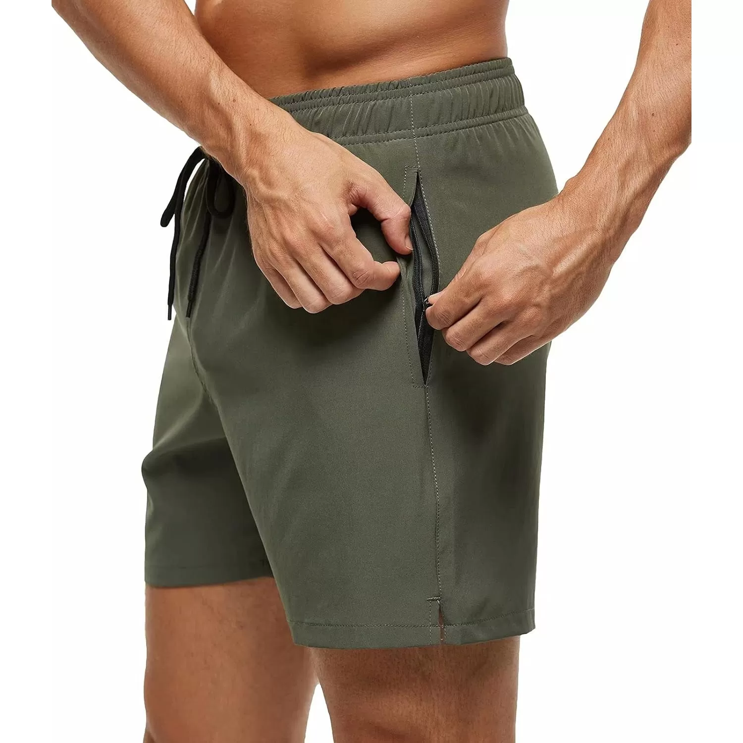 Stretchable Swim Shorts With Zipper Pockets