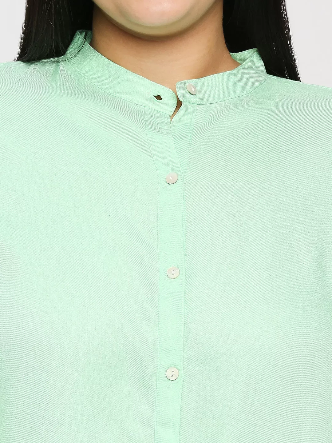 Style Quotient Plus Women Solid Green Viscose Rayon Formal Shirt