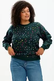 Sugarhill - Noah Sweatshirt -  Green Rainbown Leopard