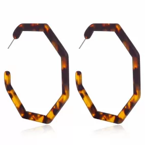 Super Big Hexagonal Shaped Acrylic Styled Earring - 2 colors