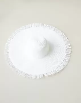 Tamara Wide Brim Straw Hat (White)