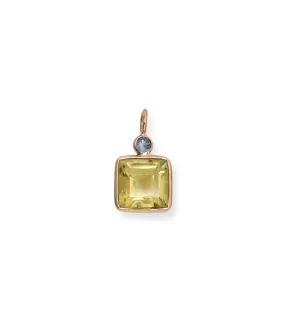 Tanzanite & Lemon Quartz 14k Gold Necklace Charm