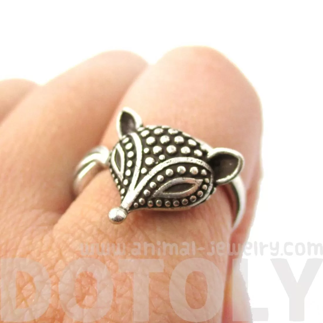 Textured Baby Fox Shaped Animal Ring in Silver | US Size 6 to 8