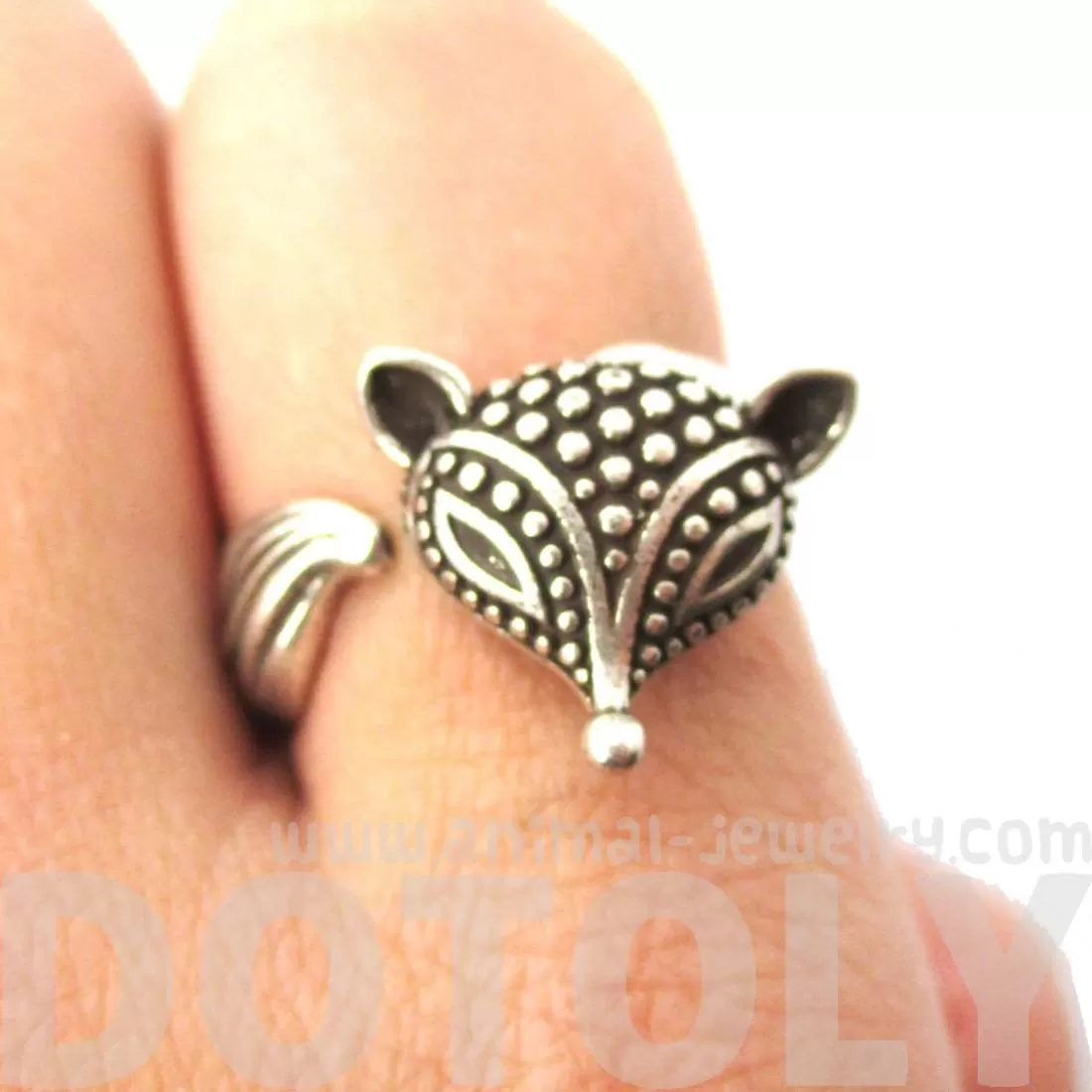 Textured Baby Fox Shaped Animal Ring in Silver | US Size 6 to 8