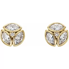 THREE STONES MARQUISE DIAMOND STUD EARRINGS