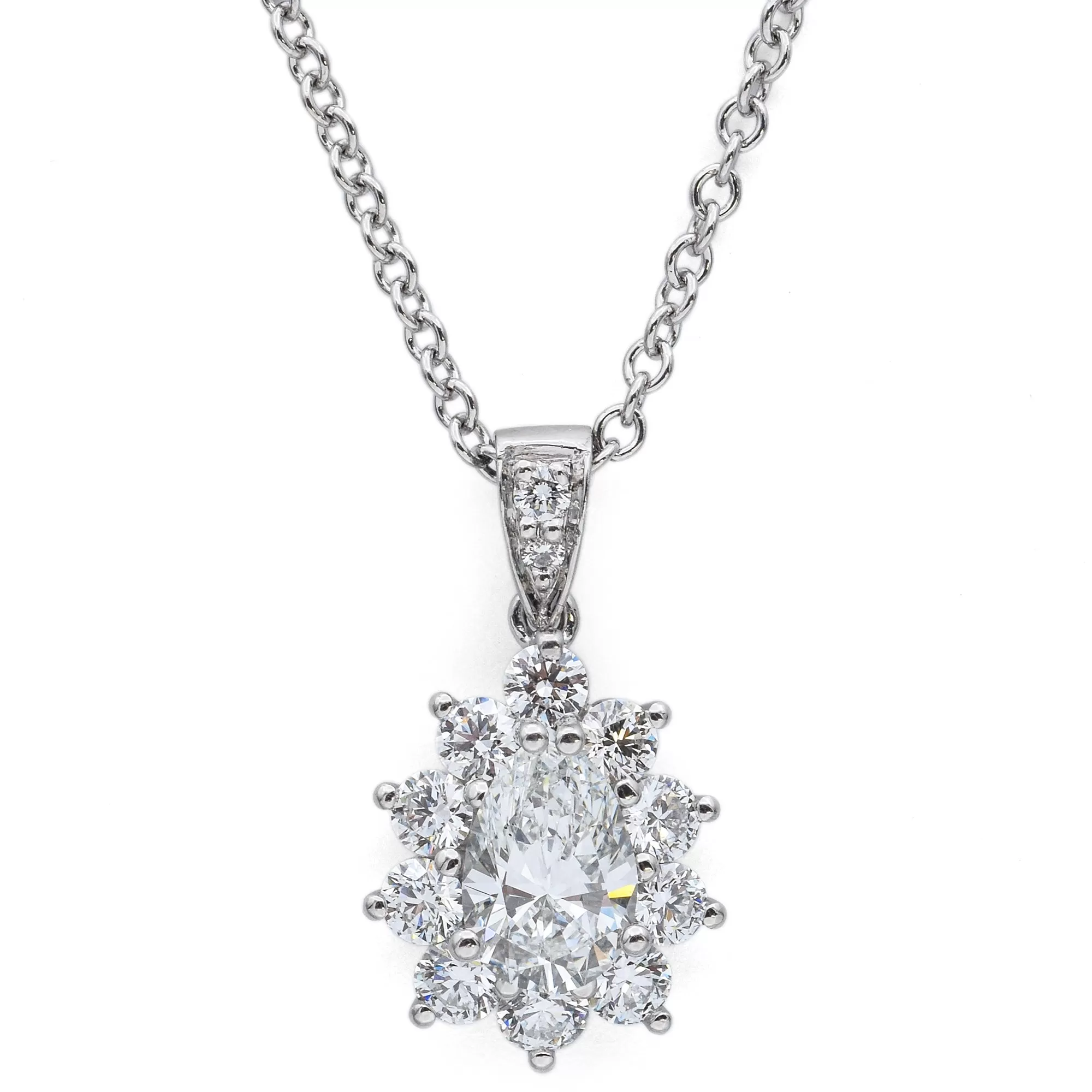 Tiffany & Co. 950 Platinum 1.51 TCW Diamond Pendant Necklace  $12,000 RRV Paper