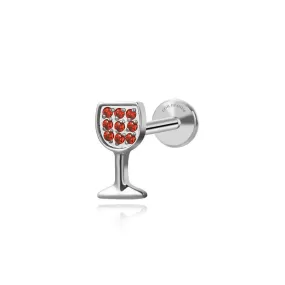 Titanium Red Wine Glass Piercing Stud