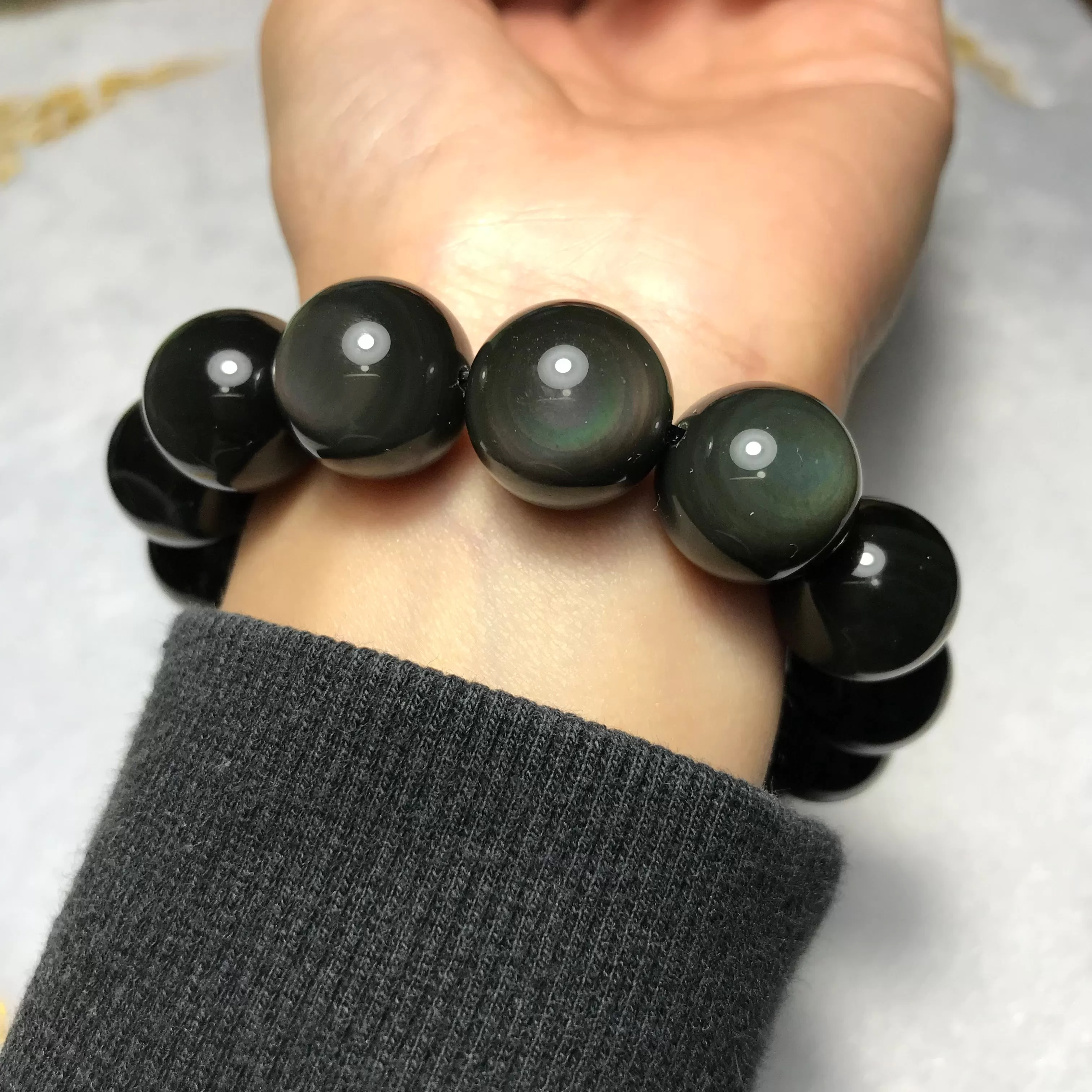 Top Grade Rainbow Obsidian Bracelet | Handmade Men Women Reiki Healing Stone | 1st Root Chakra Remove Negativity