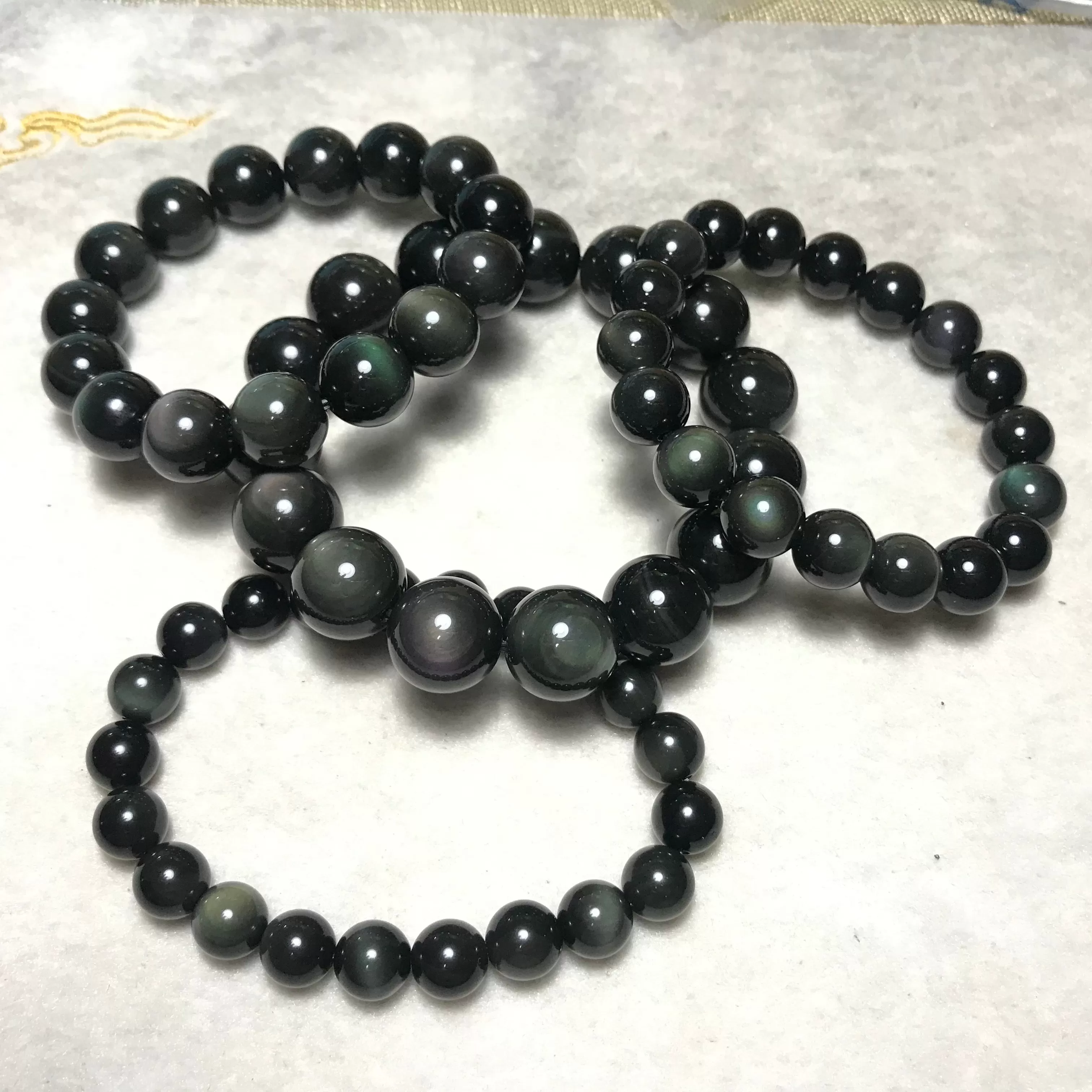 Top Grade Rainbow Obsidian Bracelet | Handmade Men Women Reiki Healing Stone | 1st Root Chakra Remove Negativity