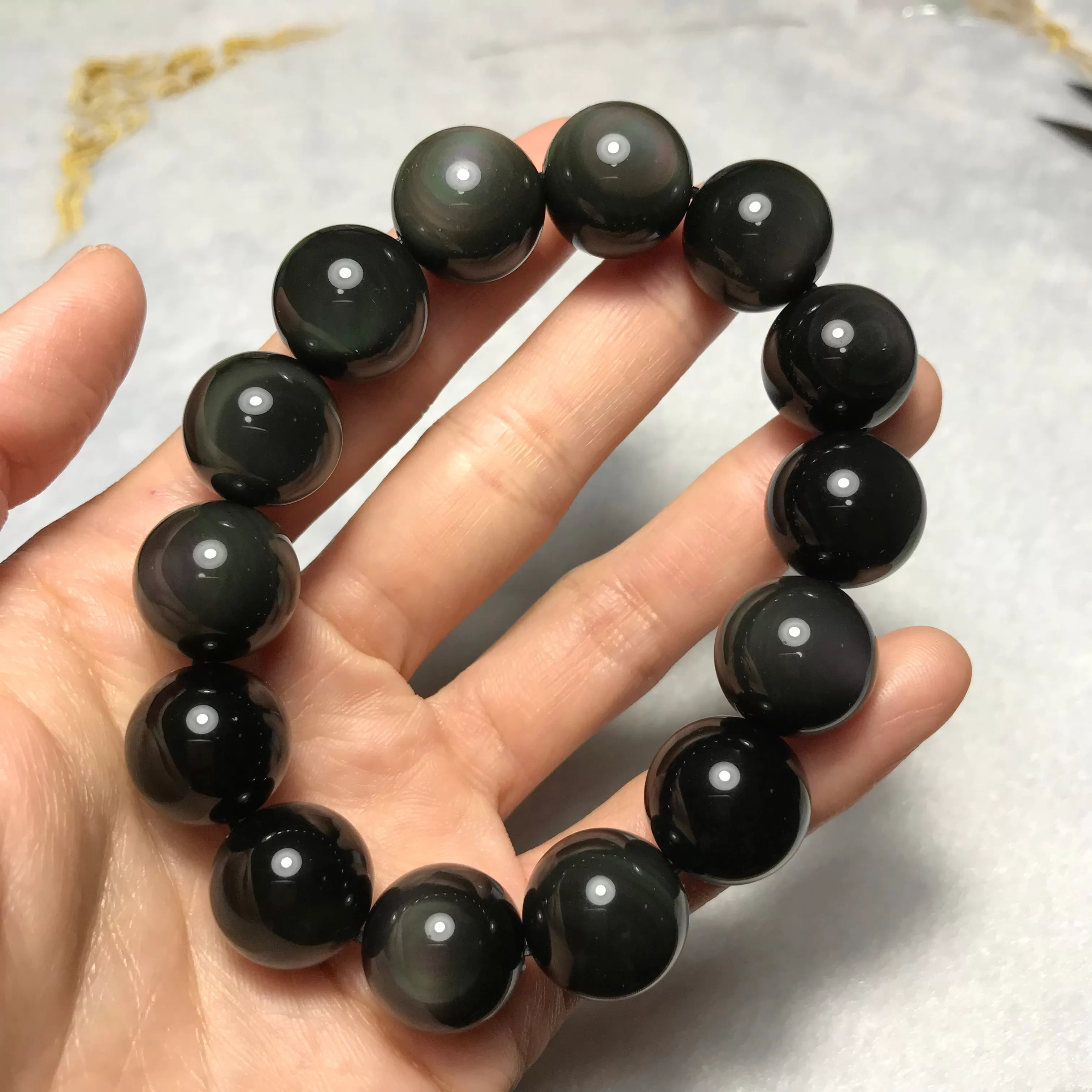 Top Grade Rainbow Obsidian Bracelet | Handmade Men Women Reiki Healing Stone | 1st Root Chakra Remove Negativity