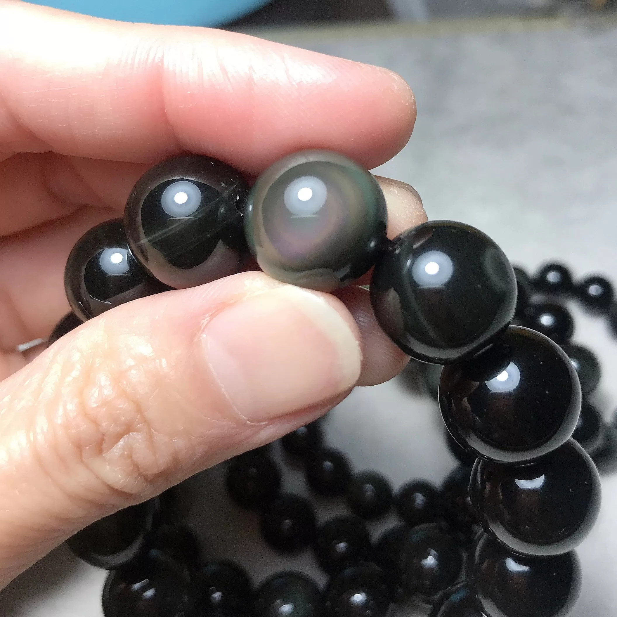 Top Grade Rainbow Obsidian Bracelet | Handmade Men Women Reiki Healing Stone | 1st Root Chakra Remove Negativity