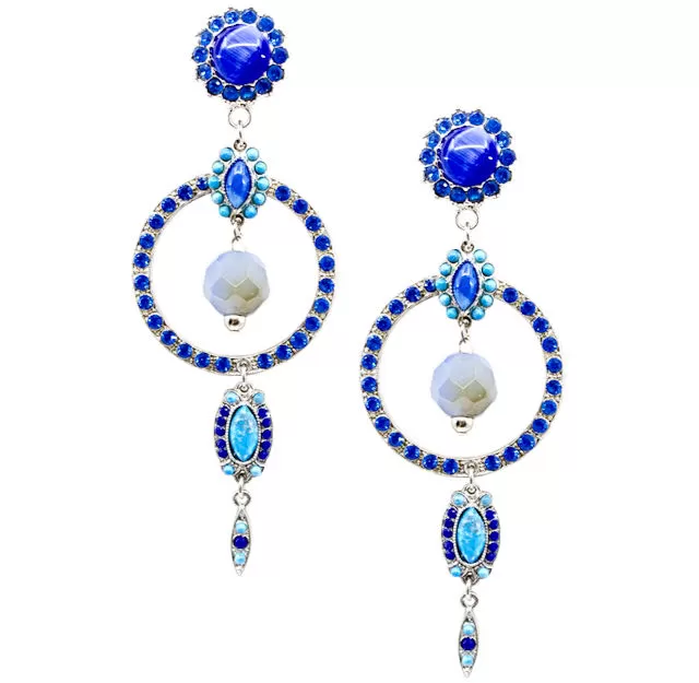 Turquoise and Lapis Magnificent Statement Earrings by AMARO