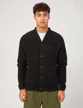 Universal Works Cardigan (Wool Fleece) - Black