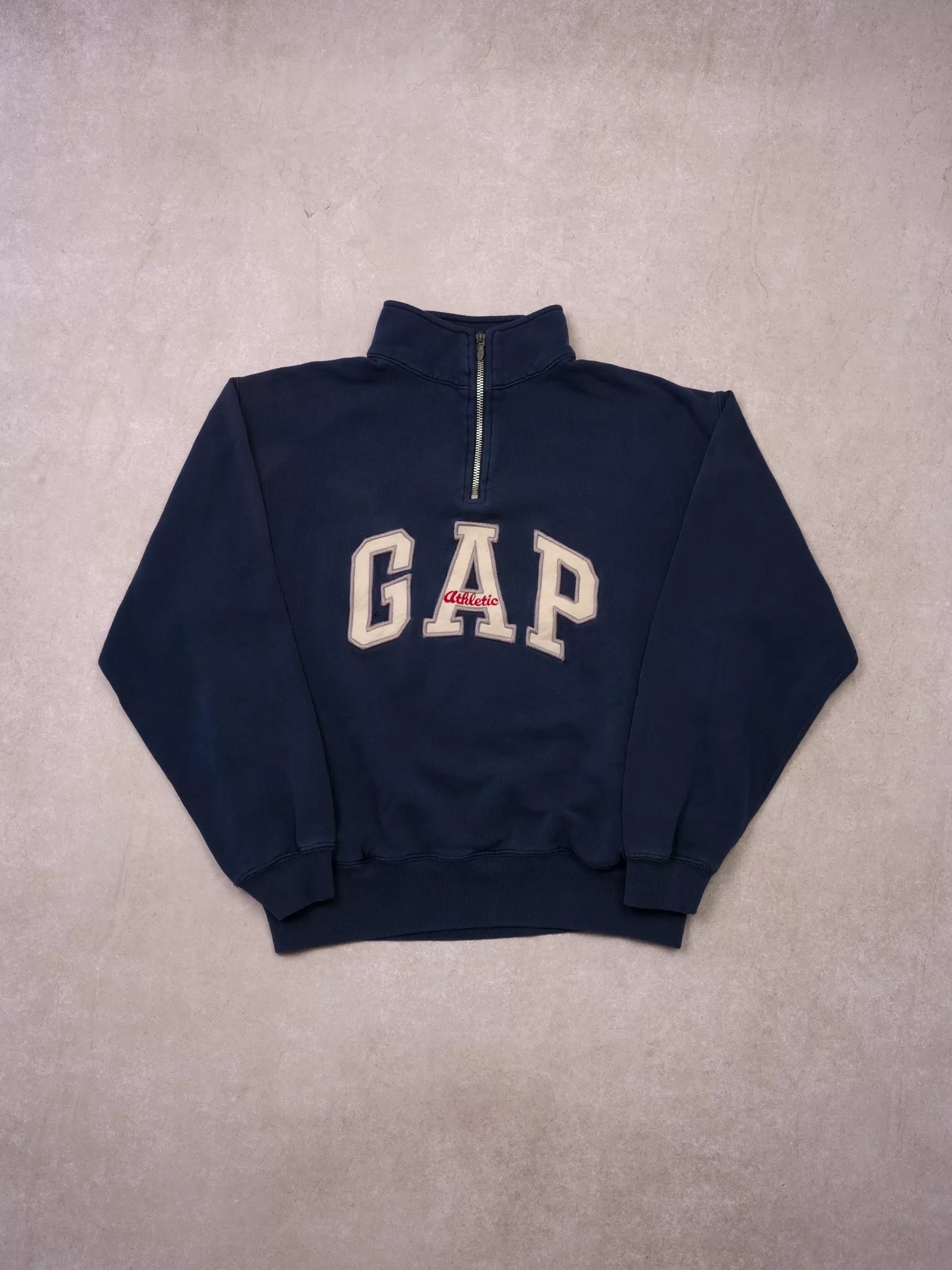 Vinage 90s Navy Blue Gap Athletics 1/4 Collared Crewneck (S/M)