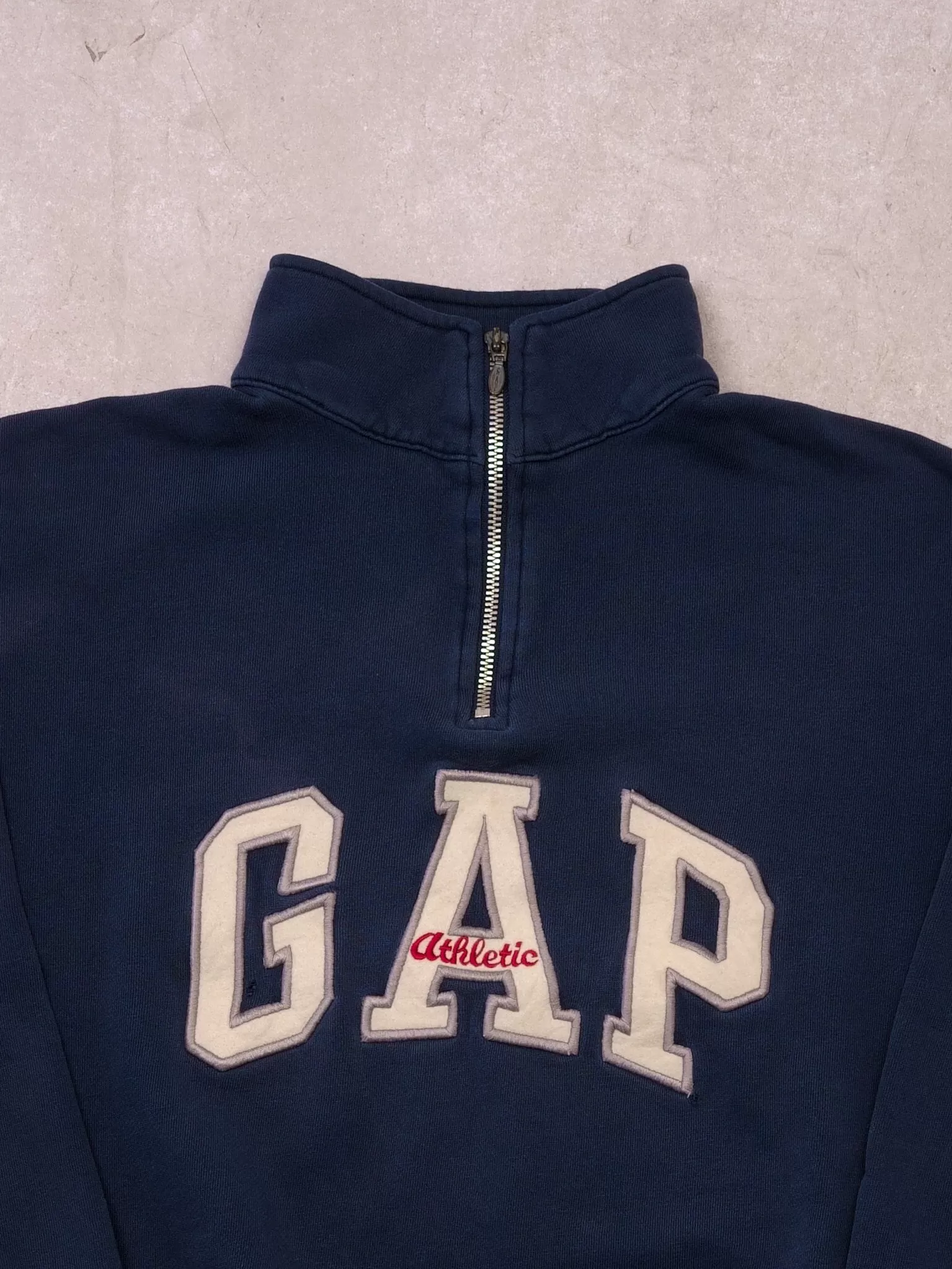 Vinage 90s Navy Blue Gap Athletics 1/4 Collared Crewneck (S/M)