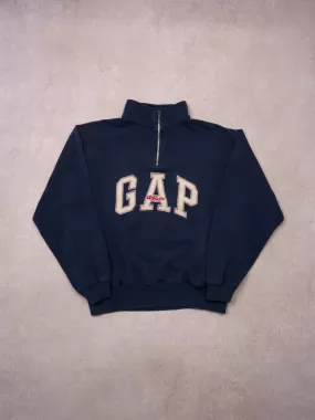 Vinage 90s Navy Blue Gap Athletics 1/4 Collared Crewneck (S/M)