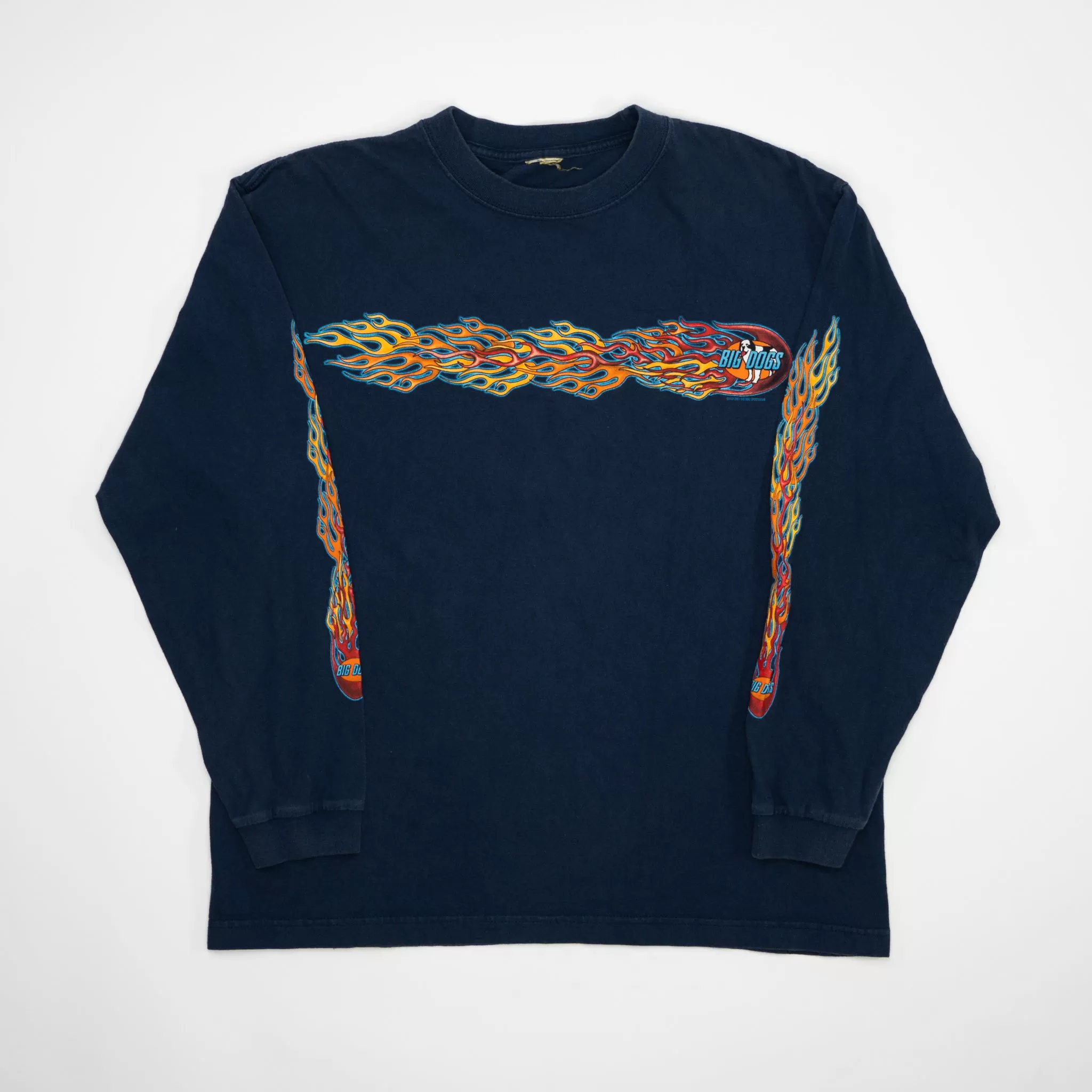 Vintage '01 Blue Big Dogs Flame Long Sleeve (M)