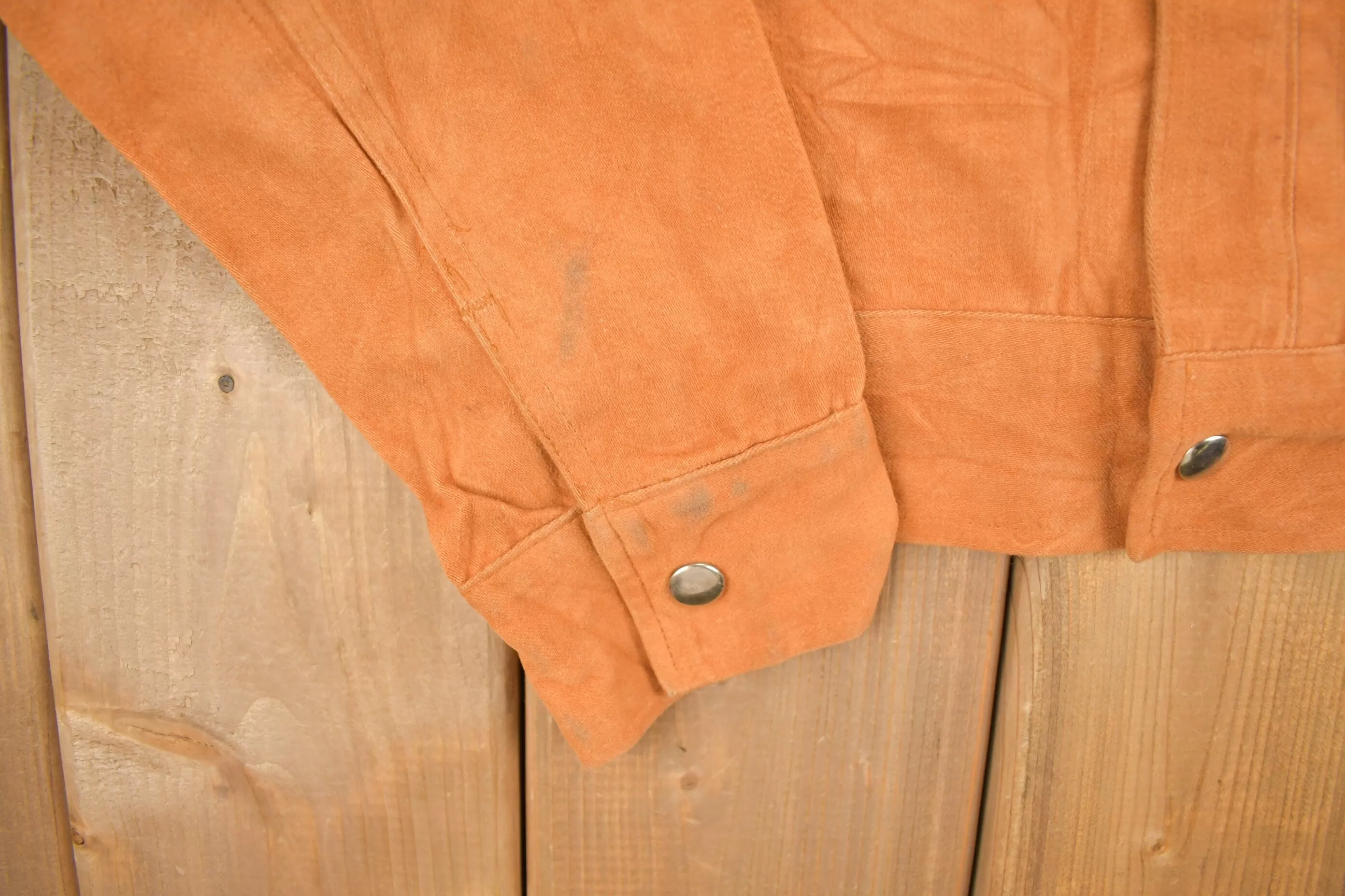 Vintage 1960s Male Burnt Orange Shacket Button Up / Stiff / Heavy Weight / Outdoorsman / True Vintage / Western Style