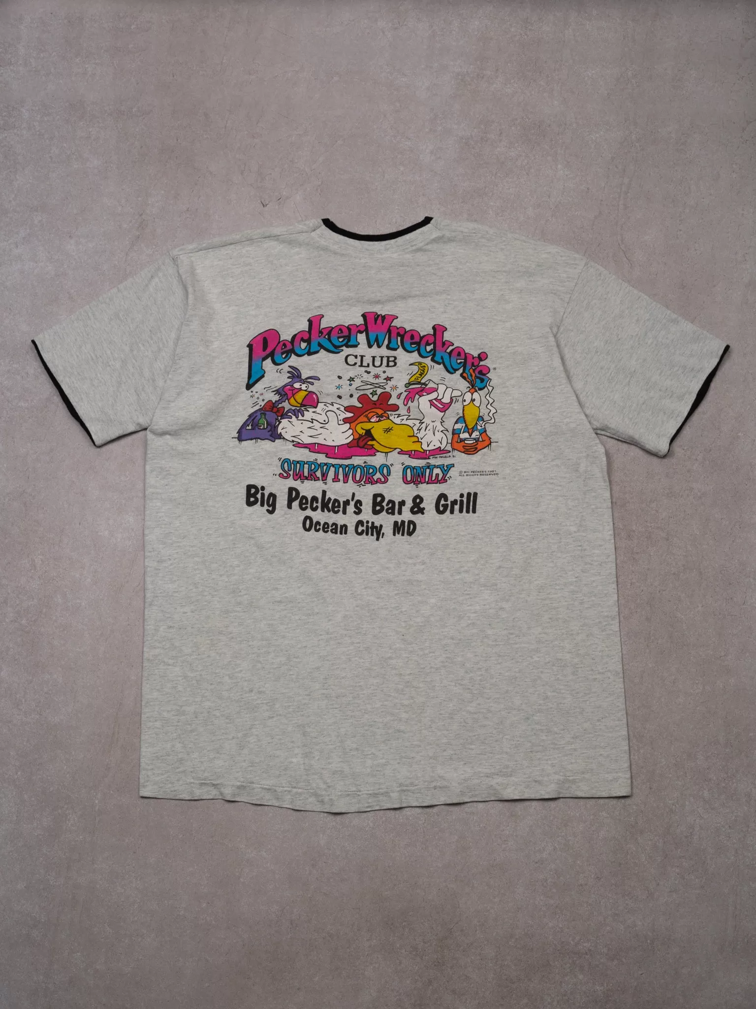 Vintage '91  Big Pecker's Bar   Grill Survivors Tee (L)