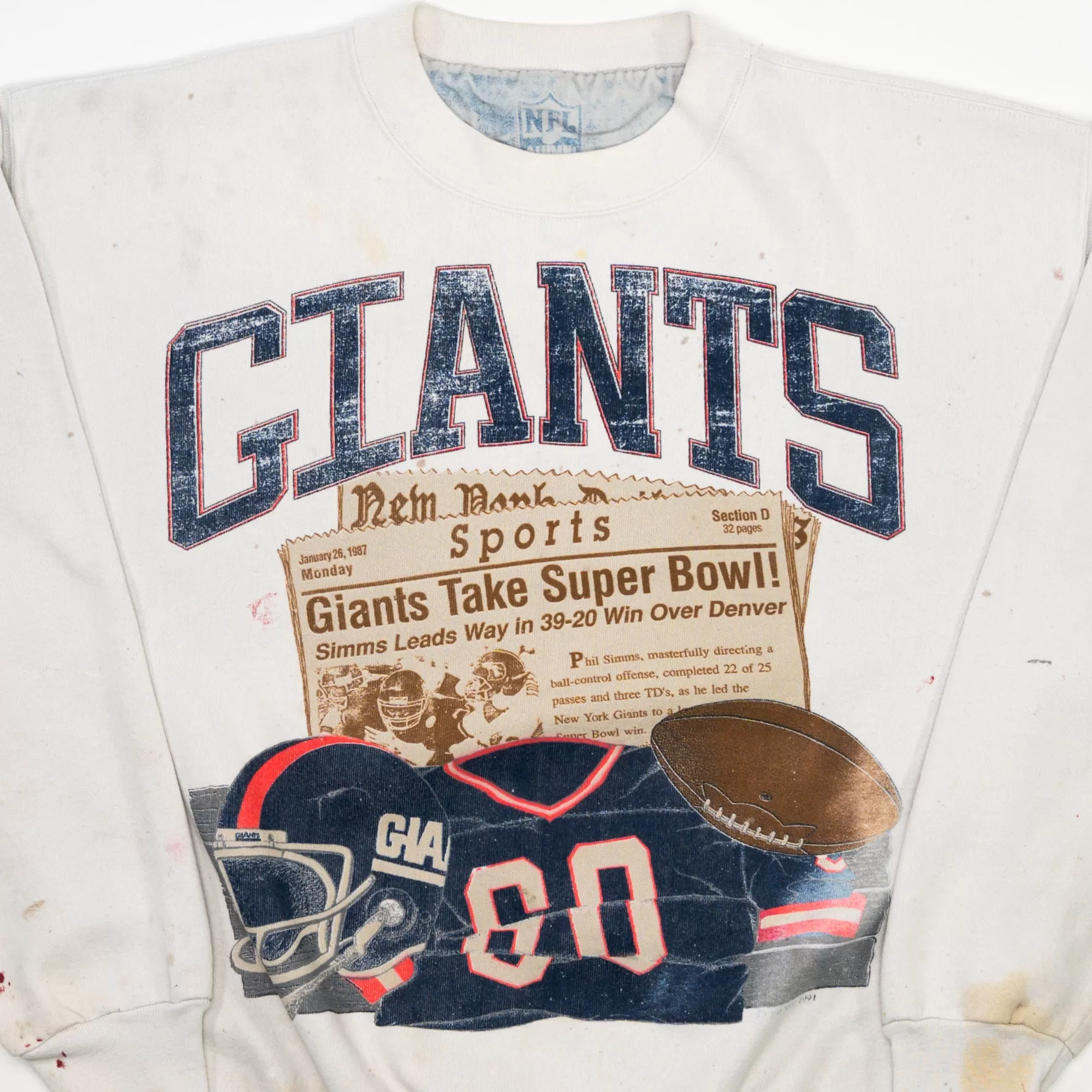 Vintage '91 Rugged NY Giants Football Crewneck (L)