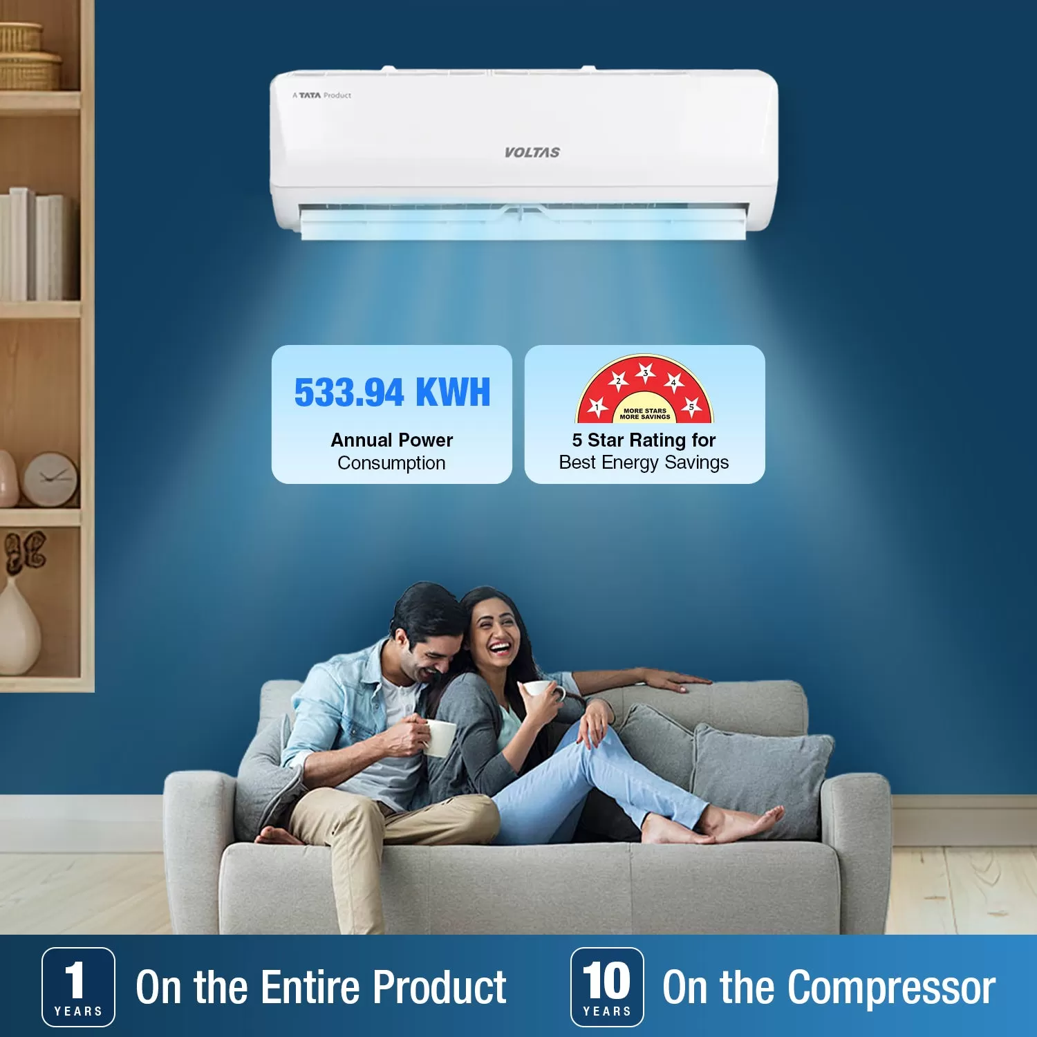 Voltas SmartAir Inverter AC, 1 Ton, 5 star- 125V Vertis Emerald