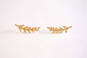 Wholesale Matte Gold Leaf Ear Climber- Gold Leaf Ear Cuff, Leaf Earrings Ear Crawler, Gold Ear Climber, Ear Jacket, Leaves Ear Climber Crawler, Jacket