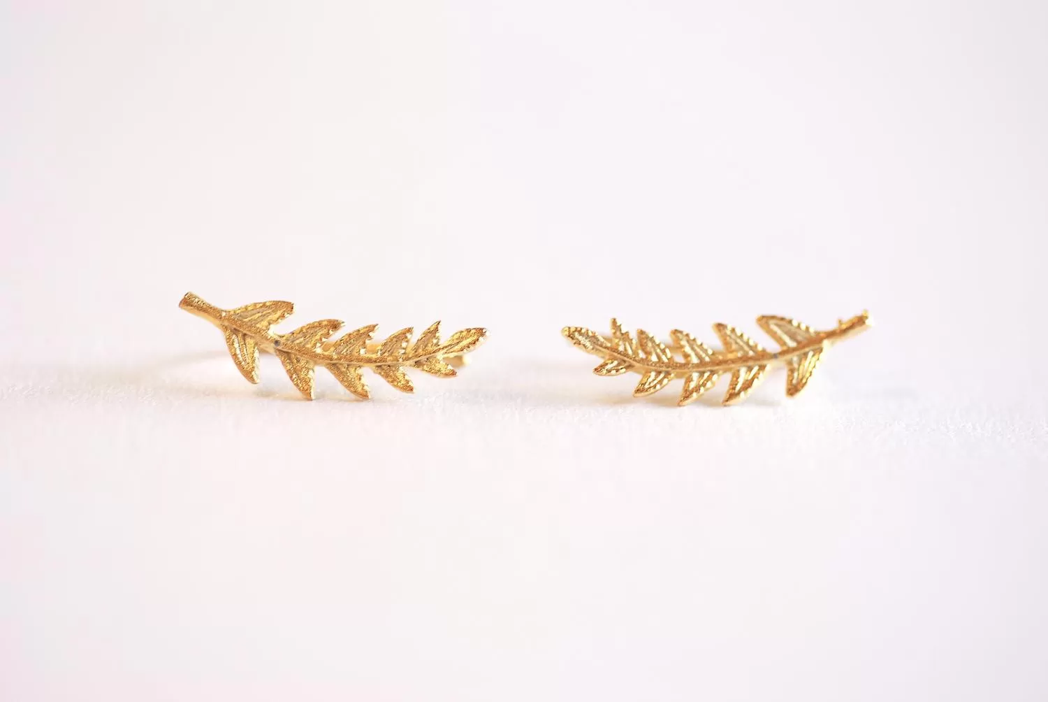 Wholesale Matte Gold Leaf Ear Climber- Gold Leaf Ear Cuff, Leaf Earrings Ear Crawler, Gold Ear Climber, Ear Jacket, Leaves Ear Climber Crawler, Jacket