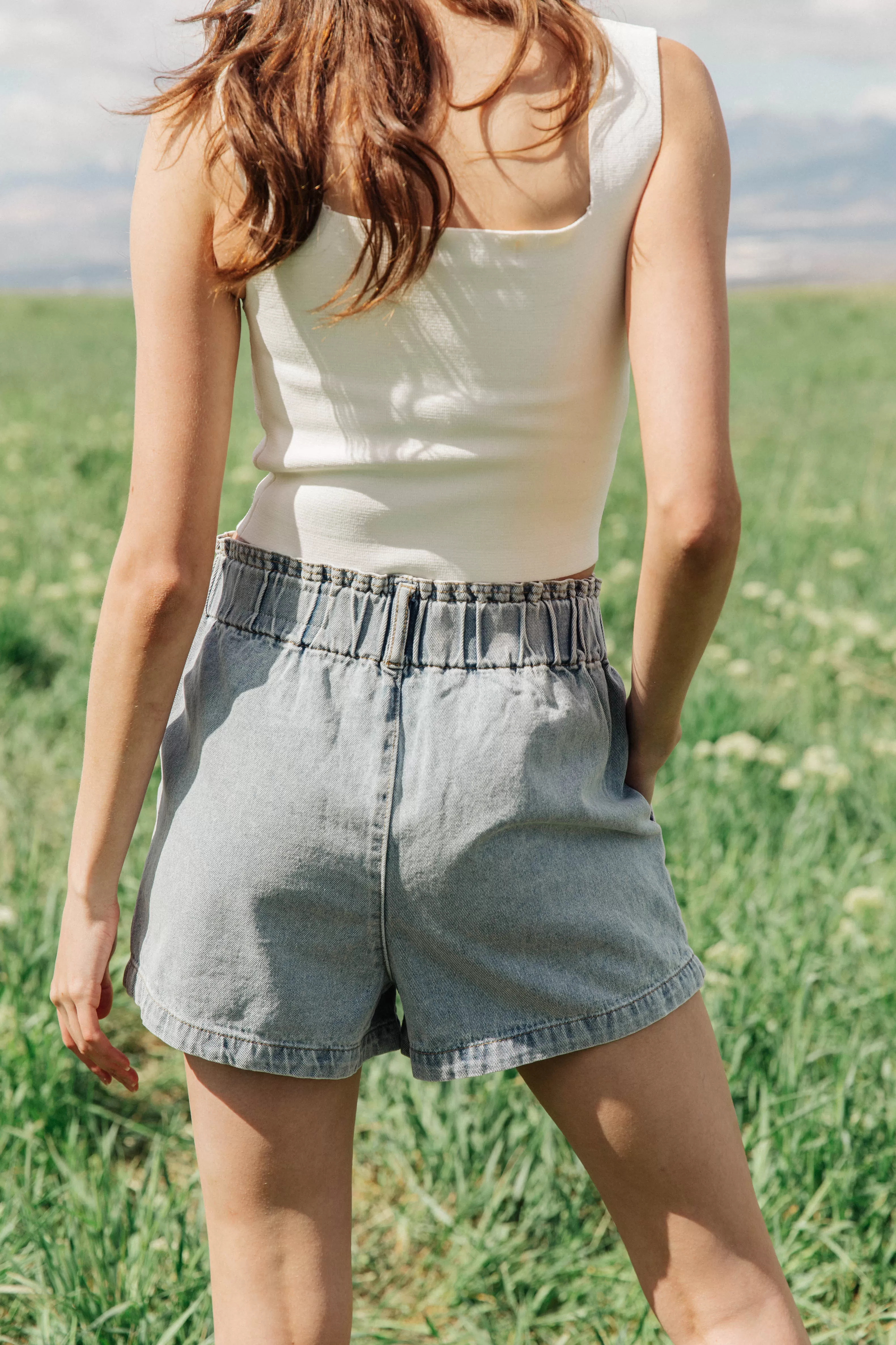 Wild Child Paperbag Shorts in Denim