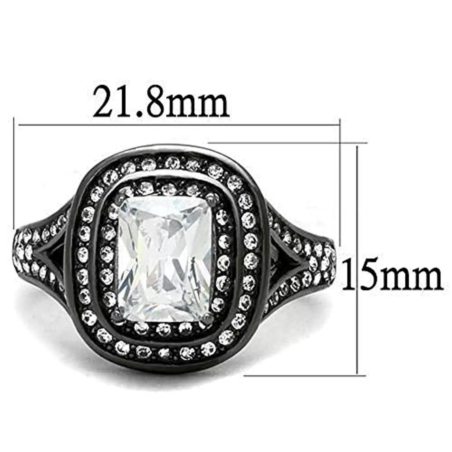 WildKlass Stainless Steel Ring IP Light Black (IP Gun) Women AAA Grade CZ Clear